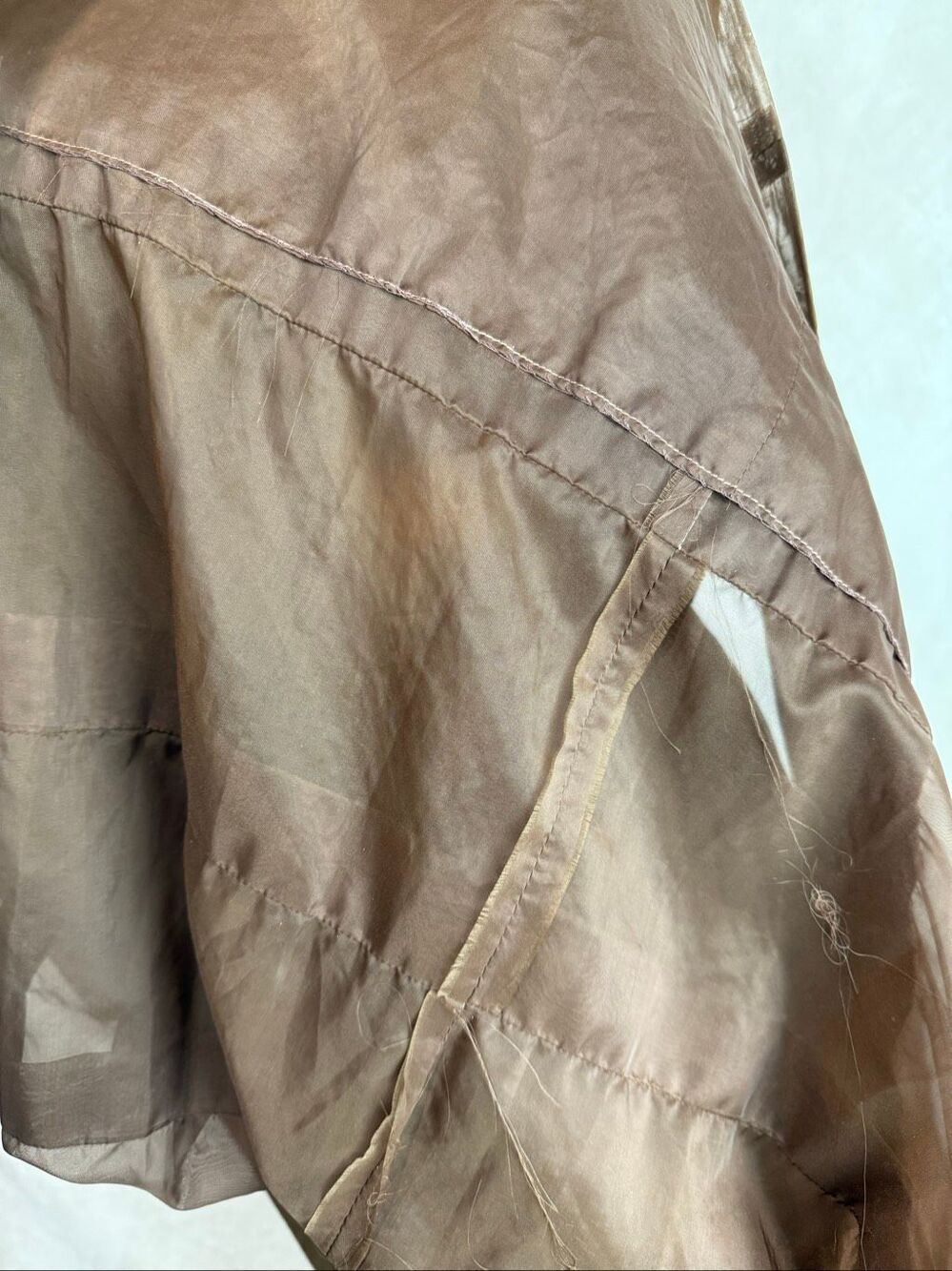 Vintage 1950s Sheer Brown Organza Shirtwaist Dress Full Skirt Sz S/M READ - Picture 11 of 13